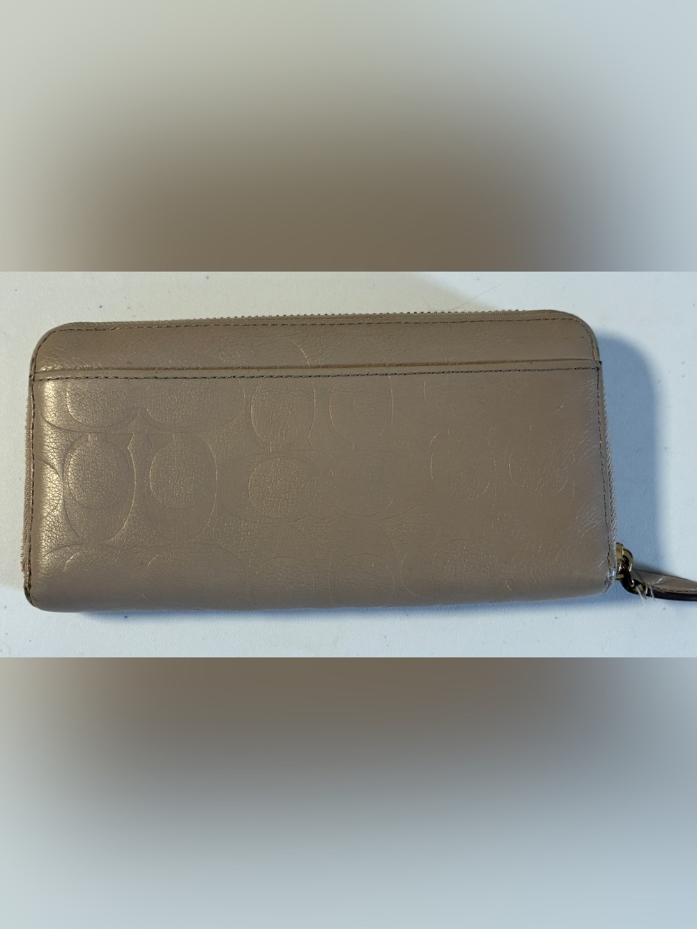 Coach Taupe Debossed Signature Zip Around Wallet - Picture 2 of 8